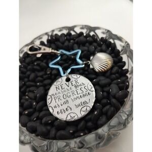 Hand Stamped Keychain "Never Measure Your Progress Using Someone Else's Ruler! "